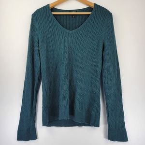 Talbots Womens Sweater Size Large Pima Cotton Pullover Cable Knit